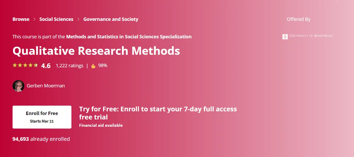 online course in research methodology